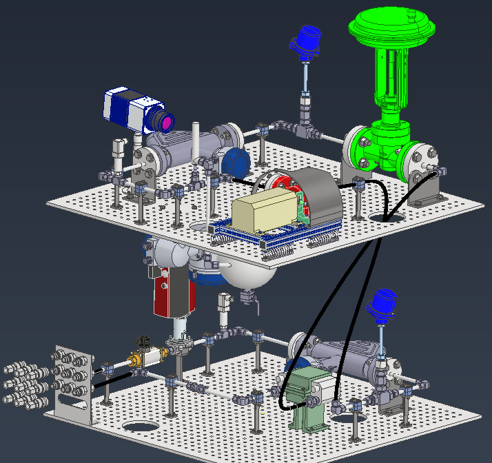 Updated CAD model of the rocket-engine turbopump test stand